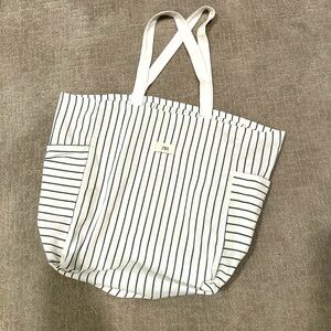 ZARA cotton stripped large tote bag with side pockets